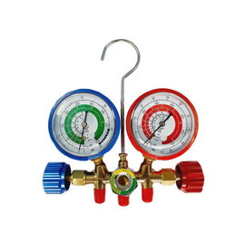 Манометрический коллектор FavorCool-536GN - R22/134/407/410 2-х вентильный; манометры 68мм, латунный корпус со смотровым стеклом, без шлангов, фото 