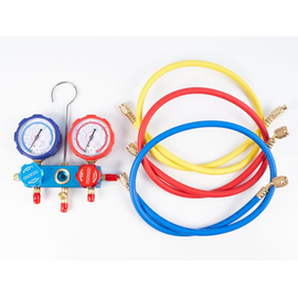 Манометрическая станция DSZH CT-336G-R410A (R22/134/404/407/410, 2-х вентильная, алюминиевый корпус, шланги 0.9м до 55 Bar, 5/16"), фото 