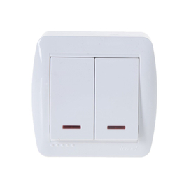 Lezard ДЕМЕТ выключатель 2 кл. с подсв. белый, фото 