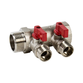 Коллектор Valfex с отсекающими кранами, 1"х2 вых. 1/2" нар. (VF.580.N.0602), фото 