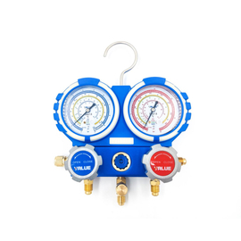 Манометрический коллектор Value VMG-2-R22-B-03 (R22, R134A, R404A, R407C; 2-х вентильный; без шлангов; манометры 68 мм; упак. блистер), фото 