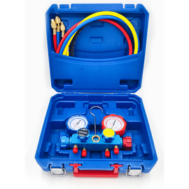 Манометрический коллектор DSZH CT-MC836G-R410A (R22/134/404/410, 4-х вентильный, шланги 90см 4шт. в кейсе), фото 