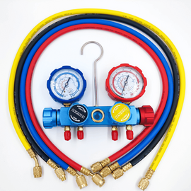 Манометрический коллектор DSZH CT-436G (R22/32/134/410, 4-х вентильный, шланги 90см 4шт.), фото 