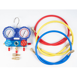 Манометрическая станция DSZH WK-C6002B (R22/32/134/410; 2-х вентильная, манометры 80 мм; шланги 150 см, + 2 адаптера AD89), фото 