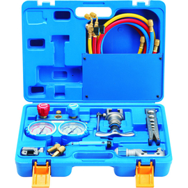 Набор инструментов Value VTB-5B-III (в кейсе: коллектор для R22,R134A,R407C,R410A; шланги с вентилями; 2 переходника; вальцовка; 2 трубореза; ример), фото 