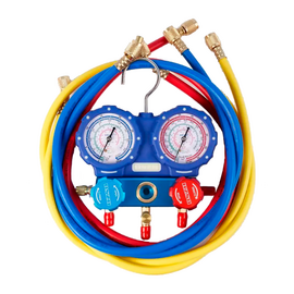 Манометрическая станция DSZH WK-P3601S (R22/32/134/410; 2-х вентильная; шланги 90см, +2 муфты R134A, упак. кейс), фото 