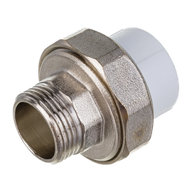 Муфта Valfex с американкой для радиатора наружная резьба 25 x 3/4" белая, фото 