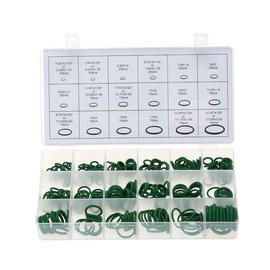 Набор уплотнительных колец для автокондиционеров FC-270 (270шт, 18 типоразмеров, резина HNBR, цвет зеленый, в кейсе), фото 
