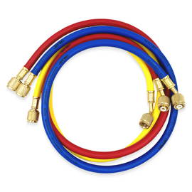 Заправочные шланги Value VRP-U-RYB (0.9 м; 1/4" SAE; набор для R12, 22, 134, 404, 407, 507) до 34 Bar, фото 