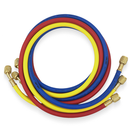 Заправочные шланги Value VRP-U-RYB (1.5 м; 1/4" SAE; набор для R12, 22, 134, 404, 407, 507) до 34 Bar, фото 