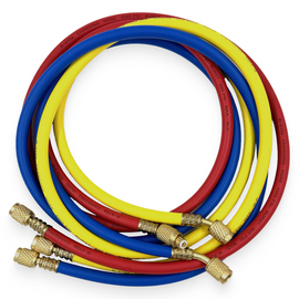 Заправочные шланги DSZH-336-RYB-H-R32/410A набор 3шт по 0.9м, 1/4"-5/16" SAE, до 55 Bar, фото 