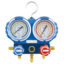 Манометрический коллектор Value VMG-2-R22-03 (R22, R134A, R404A, R407C; 2-х вентильный; без шлангов; манометры 80 мм; упак. блистер), фото 