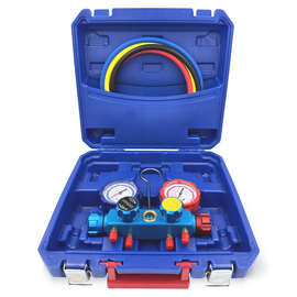 Манометрический коллектор DSZH CT-436G (R12/22/134/404, 4-х вентильный; манометры 68мм, алюминиевый корпус со смотровым стеклом), фото 
