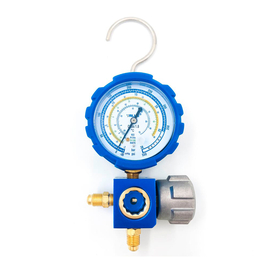 Манометрический коллектор Value VMG-1-S-L (R134a, R404, R407C, 410А; 1 вентильный, смотровое стекло, манометр низкого давления 68мм; без шлангов), фото 