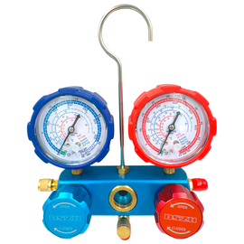 Манометрический коллектор DSZH CT-136G (R22/134/404/407/410, 2-х вентильный; манометры 68мм, алюминиевый корпус со смотровым стеклом), фото 