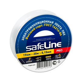 Изолента ПВХ Safeline 19мм х 20м, белая, фото 