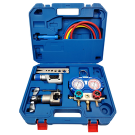 Набор инструментов Becool BC-MR-1 (в кейсе: коллектор для R22, R32, R407C, R410A; шланги; вальцовка; труборез; ример), фото 