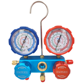 Манометрический коллектор DSZH CT-136G (R22/407/410, 2-х вентильный; манометры 68мм, алюминиевый корпус со смотровым стеклом), фото 