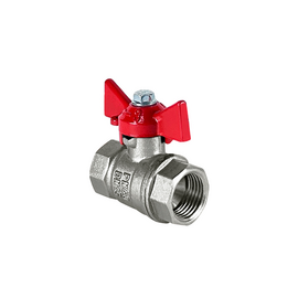 Кран шаровой N/P59 для ВОДЫ 3/4" ВР/ВР ручка-бабочка, латунный НИКЕЛИР-Й VALFEX 11Б27фт1М, фото 