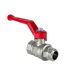 Кран шаровой N/P59 для ВОДЫ 1/2" ВР/НР ручка-рычаг, латунный НИКЕЛИР-Й VALFEX 11Б27фт1М, фото 