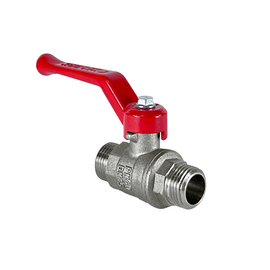 Кран шаровой N/P59 для ВОДЫ 3/4" НР/НР ручка-рычаг, латунный НИКЕЛИР VALFEX 11Б27фт1М, фото 