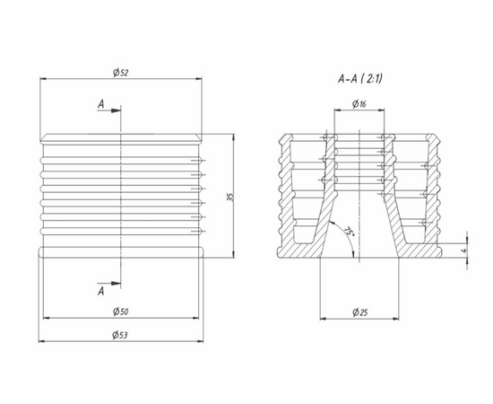 Манжет для канализационной трубы R-50х16мм, фото , изображение 3