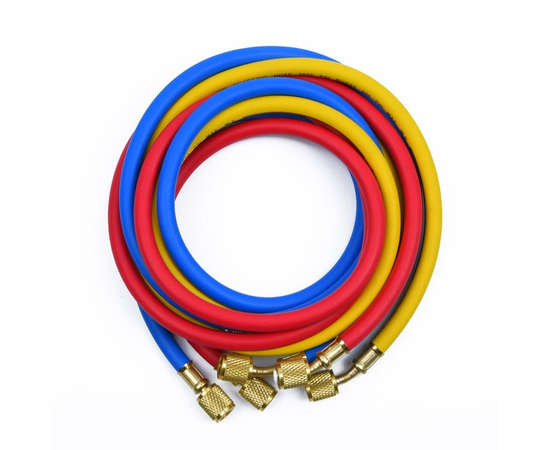 Заправочные шланги DSZH-360-RYB-H-R32/410A набор 3шт по 1.5м, 1/4"-5/16" SAE, до 55 Bar, фото 