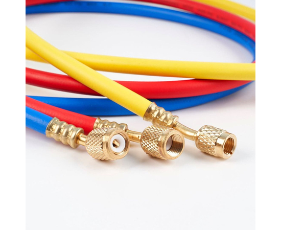 Манометрическая станция DSZH CT-336G-R410A (R22/134/404/407/410, 2-х вентильная, алюминиевый корпус, шланги 0.9м до 55 Bar, 5/16"), фото , изображение 3