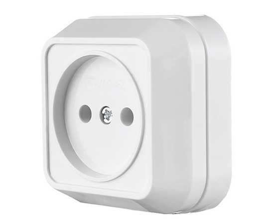 Розетка накладная Makel SIVA USTU (45108) с/з 1-я, белая, фото , изображение 2