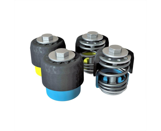 Антивибрационные опоры RF-PMM65 (4 шт, 40 - 65 кг, синие и желтые), фото 