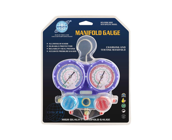 Манометрическая станция DSZH WK-C3601S (R22/134/404/410; 2-х вентильная; шланги 1/4" SAE - 90см), фото , изображение 4
