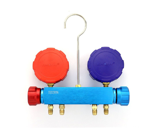 Манометрический коллектор DSZH CT-436G (R22/134/404/410, 4-х вентильный; манометры 68мм, алюминиевый корпус со смотровым стеклом), фото , изображение 2