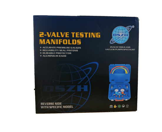 Манометрическая станция DSZH WK-P3601S (R22/134/404/410; 2-х вентильная; шланги 90см, +2 муфты R134A, упак. кейс), фото , изображение 3