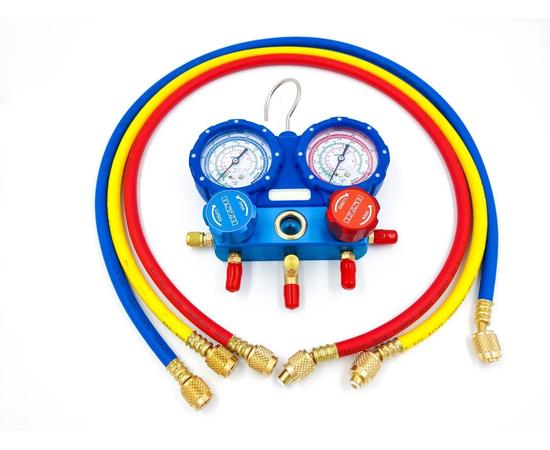 Манометрическая станция DSZH WK-P3603S (R22/134/404/410; 2-х вентильная; шланги 90см, упак. кейс), фото , изображение 3