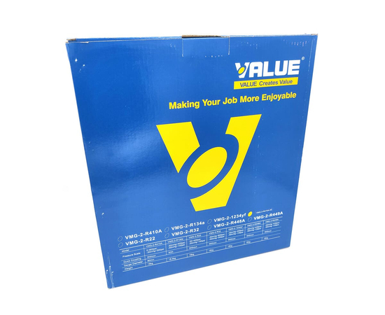Манометрический коллектор VALUE VMG-2-R410A-02 (R410,407,134,22) 2-х вентильный, в кейсе, 3 шланга 120 см, 2 адаптера R410 x R 22, манометры 80 мм, фото , изображение 10