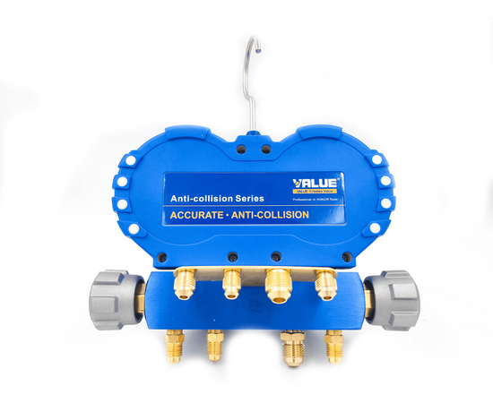 Манометрический коллектор Value VMG-4-R22 (R22, R134A, R404A, R407C; 4-х вентильный; 4 шланга 120 см; манометры 80 мм; упак. кейс), фото , изображение 7