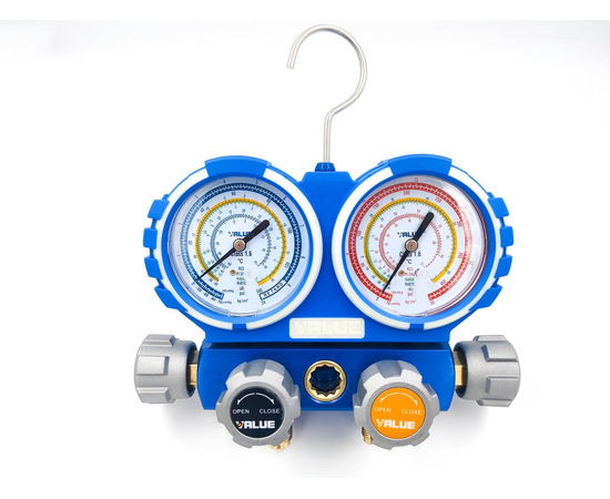 Манометрический коллектор Value VMG-4-R22 (R22, R134A, R404A, R407C; 4-х вентильный; 4 шланга 120 см; манометры 80 мм; упак. кейс), фото , изображение 3