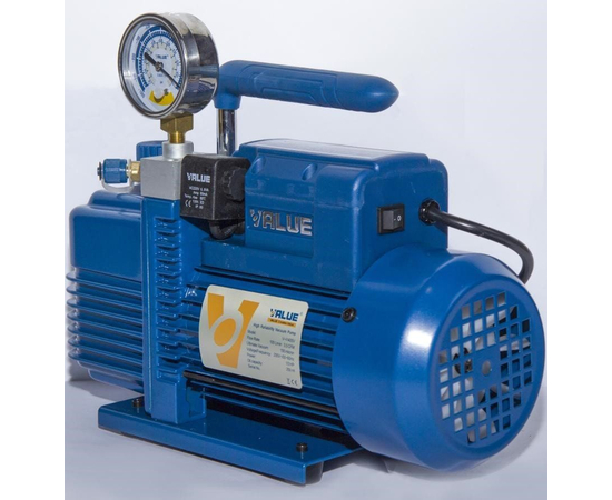 Вакуумный насос Value VI-140SV (1ст., 100 л/мин, 20 Па, 8.6 кг, вакуумметр, соленоидный вентиль), фото , изображение 3