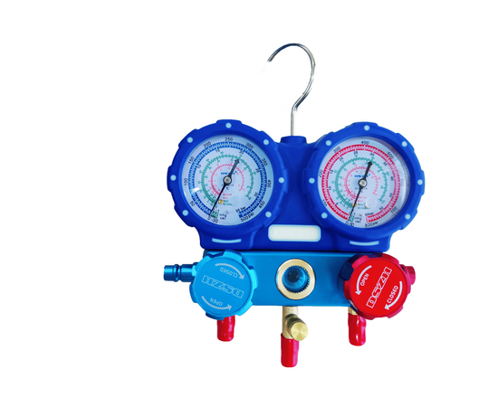 Манометрическая станция DSZH WK-P3601S (R22/134/404/410; 2-х вентильная; шланги 90см, +2 муфты R134A, упак. кейс), фото , изображение 2