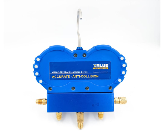 Манометрический коллектор Value VMG-2-R22-B (R22, R134a, R404A, R407C; 2-х вентильный; 3 шланга 120 см; манометры 68 мм; упак. кейс), фото , изображение 7