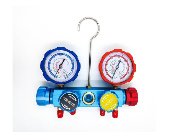 Манометрический коллектор DSZH CT-MC836G-R410A (R22/134/404/410, 4-х вентильный, шланги 90см 4шт. в кейсе), фото , изображение 4