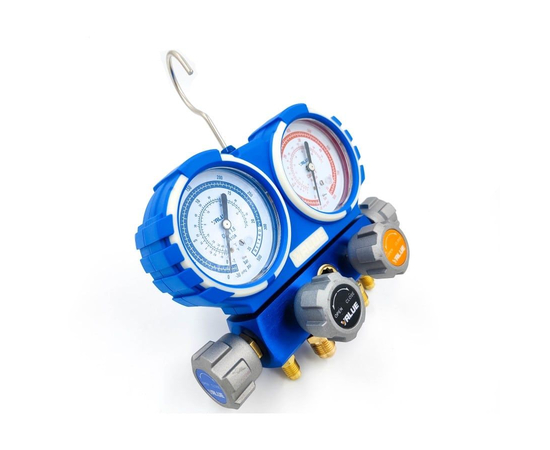 Манометрический коллектор Value VMG-4-R410A (R22, R134a, R410a, R407C; 4-х вентильный; 4 шланга 120 см; манометры 80 мм; упак. кейс), фото , изображение 3