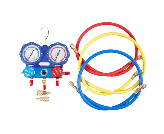 Манометрическая станция DSZH WK-C6002S (R22/134/404/410; 2-х вентильная; шланги 150 см, + 2 адаптера AD89), фото , изображение 2