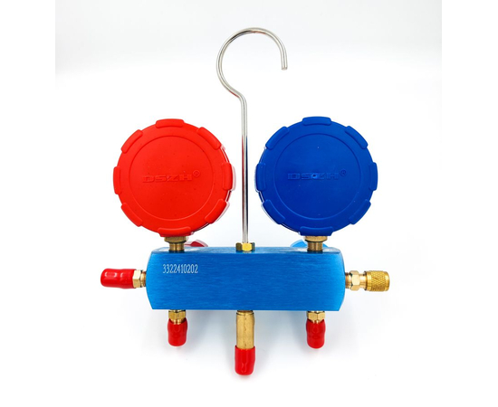 Манометрический коллектор DSZH CT-136G (R22/134/404/410, 2-х вентильный; манометры 68мм, алюминиевый корпус со смотровым стеклом), фото , изображение 5