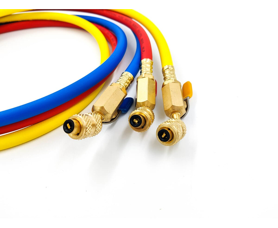 Заправочные шланги с вентилем DSZH CT-360-RYB-HV-R32/410A 1.5м, 1/4"-5/16" SAE, до 55 Bar, фото , изображение 3