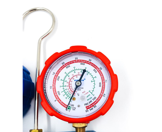 Манометрический коллектор DSZH CT-136G (R22/134/404/410, 2-х вентильный; манометры 68мм, алюминиевый корпус со смотровым стеклом), фото , изображение 4