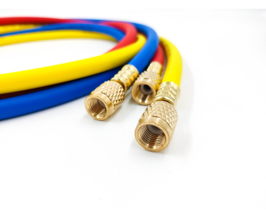 Заправочные шланги с вентилем DSZH CT-372-RYB-HV  1.8м, 1/4" SAE, до 55 Bar, фото , изображение 2