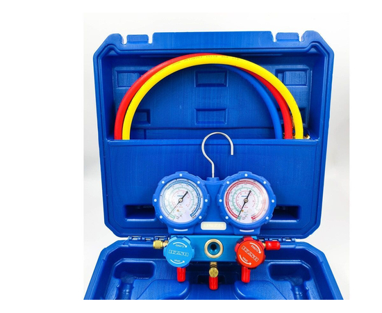 Манометрическая станция DSZH WK-P3603S (R22/134/404; 2-х вентильная; шланги 90см, упак. кейс), фото , изображение 2