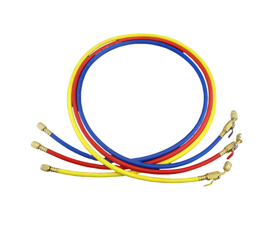 Заправочные шланги с вентилем DSZH CT-336-RYB-HV-R32/410A 0,9м, 1/4"-5/16" SAE, до 55 Bar, фото , изображение 4