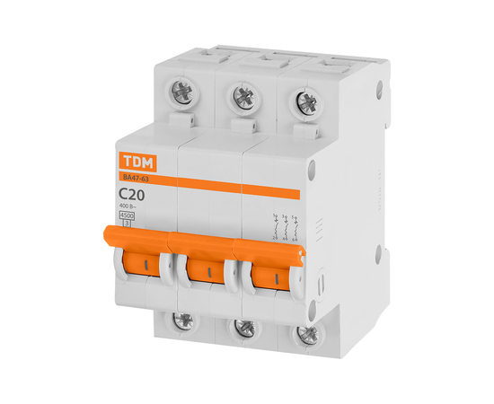 Автоматический выключатель TDM ВА47-63 3/20А (SQ0218-0020), фото 